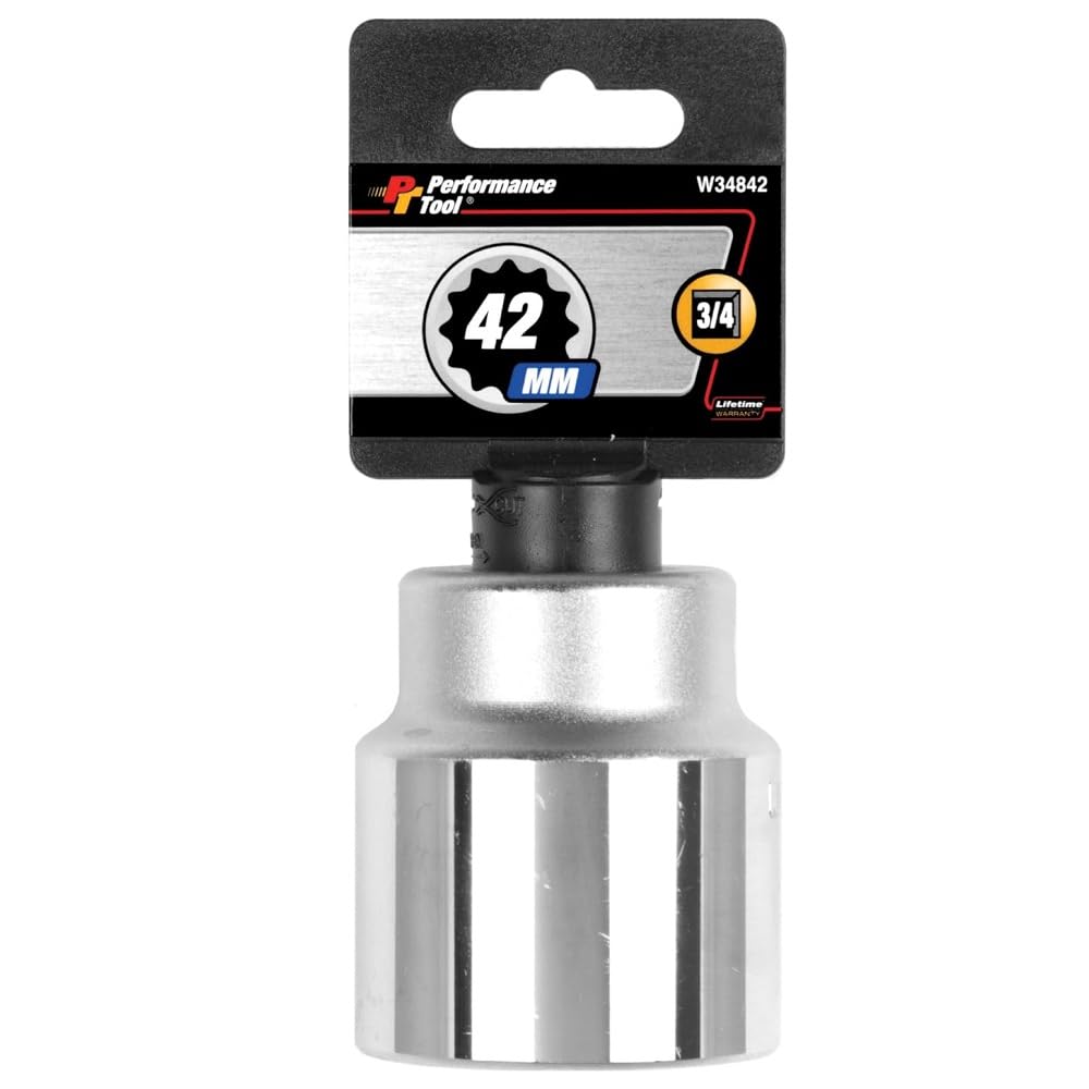 Performance Tool W34842 3/4-Inch Drive 12-Point Standard Socket 42mm