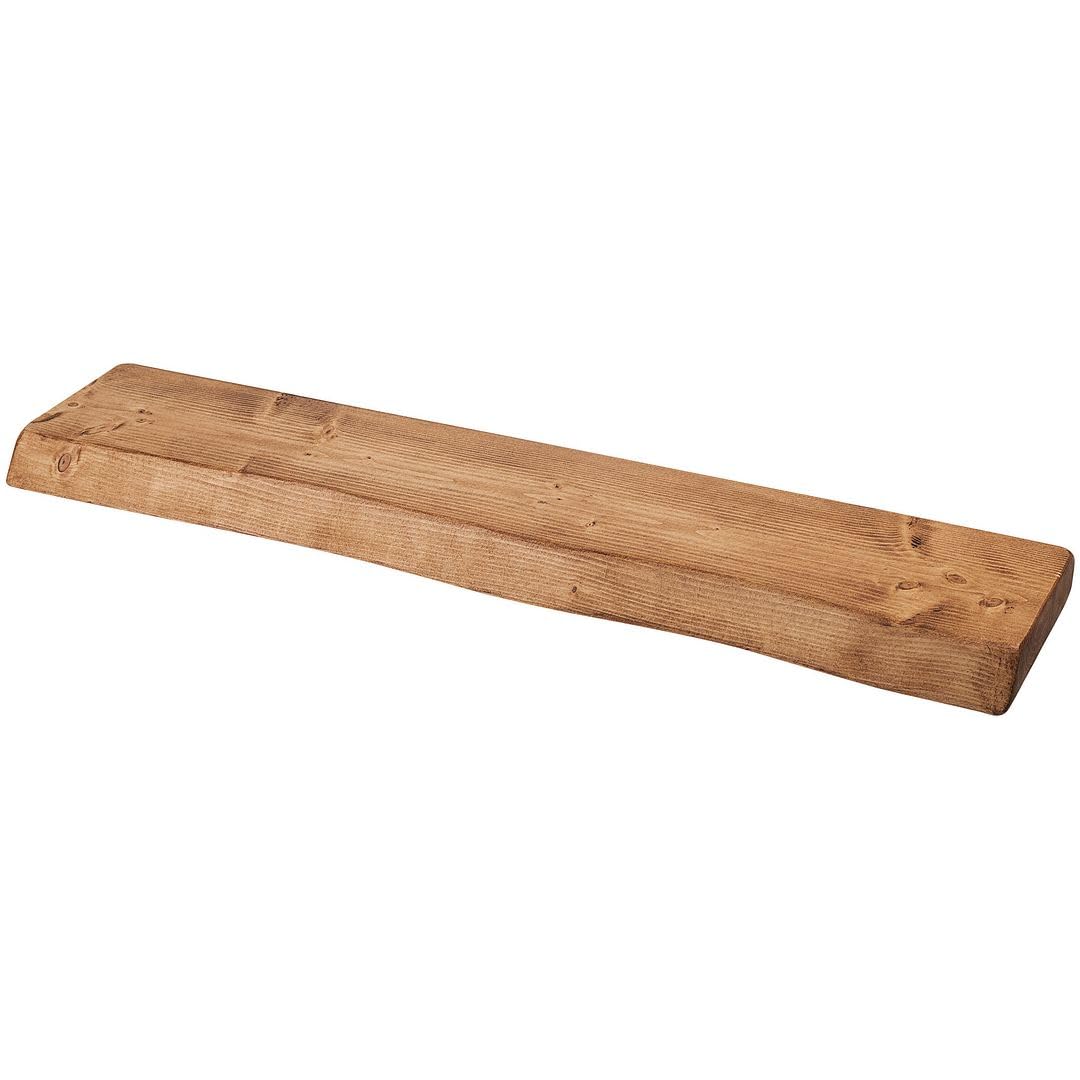 MoonTree rustikales Wandregal, lebendiger Rand, 40 cm x 16 cm x 3.8 cm, dunkle Eichenoptik