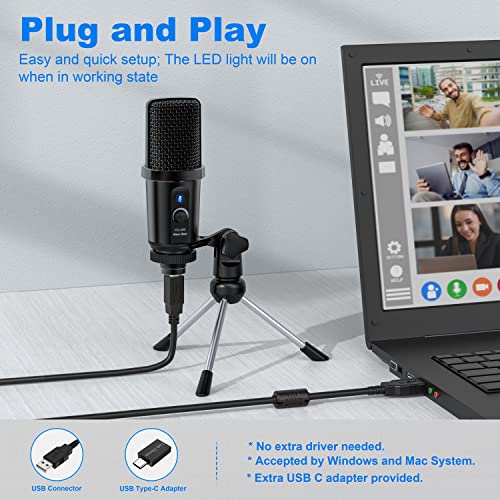 Image of Link Dream USB Microphone, USB Plug & Play PC Computer Condenser Mic for Streaming, Recording, Podcast, Voice Over, YouTube, Twitch, Zoom, Compatible with PC, Laptop, Desktop
