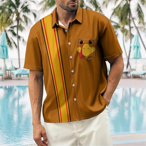 Mens Thaksgiving Hawaiian Shirts Turkey Short Sleeve Button-Down Shirt Loose Fit Casual Bowling Tops3