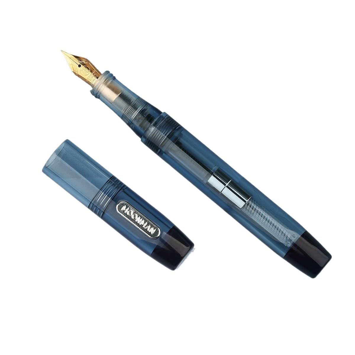 Dropper Pióro wieczne z żywicy, przezroczyste, z konwerterem Iridium, bardzo cienki/drobny zestaw do pisania o dużej pojemności, szare, cienkie, 0,5 mm