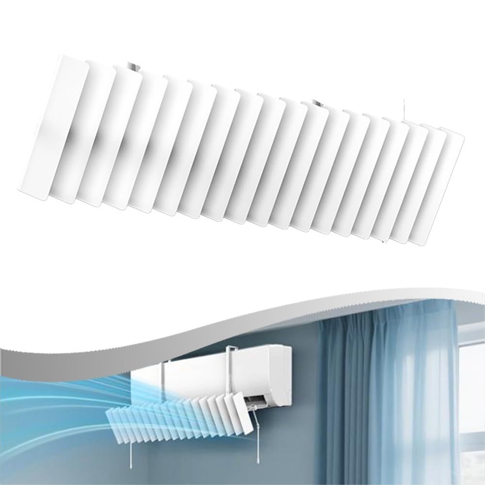 Testa girevole per deflettore per condizionatore d'aria, protezione antivento regolabile per controllo del clima interno, deflettore anti-diretto da parete, 20 x 85 cm, bianco