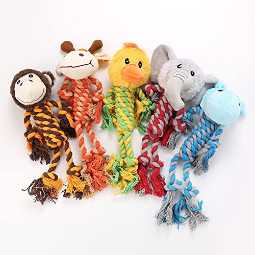 Perro peluche juguetes perro masticar juguete, 5 formas de paquete de juguetes interactivos rellenos con tentáculos de cuerda de algodón, estilo de estilo lavable resistente a los dientes de mordedura