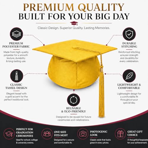 Image of Raj Costume Graduation Gown, Cap & Sash Set for Kids & Adults | Matte Polyester Academic Convocation Dress | Graduation Ceremony Robe for School, College & University Degree Day
