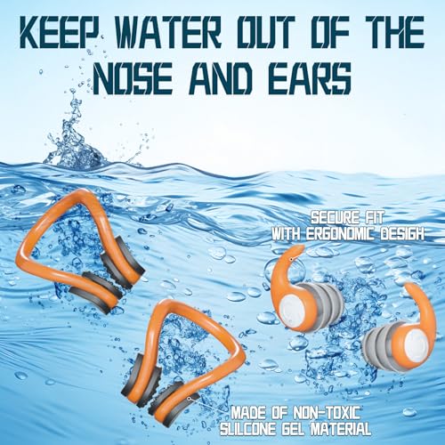 image for YUHENGLE Swimming Nose Clip Ear Plugs - 9 Packs Silicone Swim Nose Plu