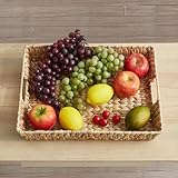 Sukkiri Homu Cestas redondas de mimbre hechas a mano para el pan, cuencos de almacenamiento de frutas, tejido natural, decorativo, organizador de encimera de cocina