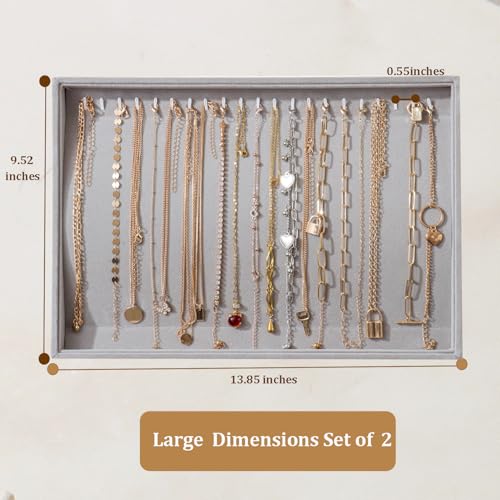 Image of Large Velvet Jewelry Tray Display Drawer Inserts 2 Pack