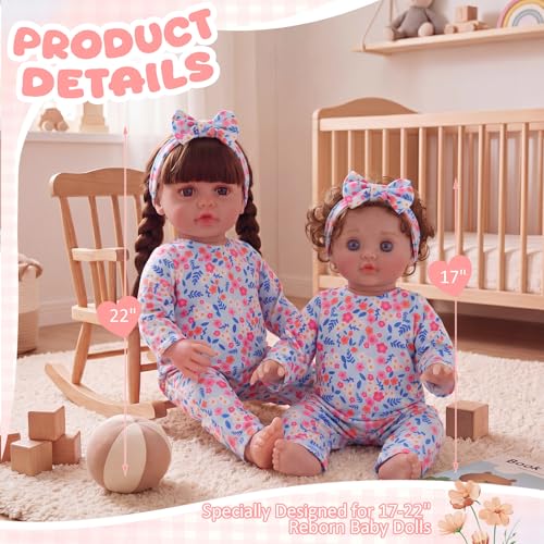 Image of Reborn Baby Doll Clothes Set for 18 Inch Colorful Babydolls Clothes Outfits Realistic Cute Strawberry Fruit Pattern Dress Accessories with Headband Bulk for Girl(Tropical Print Set)