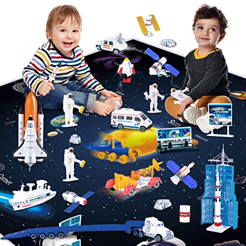 REMOKING Juego de juguetes para niños, juguetes aeronáuticos y espaciales, con esteras, naves espaciales y naves espaciales, regalos para niños y niñas Cover