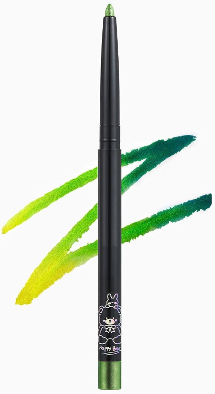 Lápiz delineador de ojos verde, metálico brillante, resistente al agua y a las manchas, lápiz de ojos multicromo, lápiz de sombra de ojos brillante, lápiz de ojos altamente pigmentado, maquillaje de