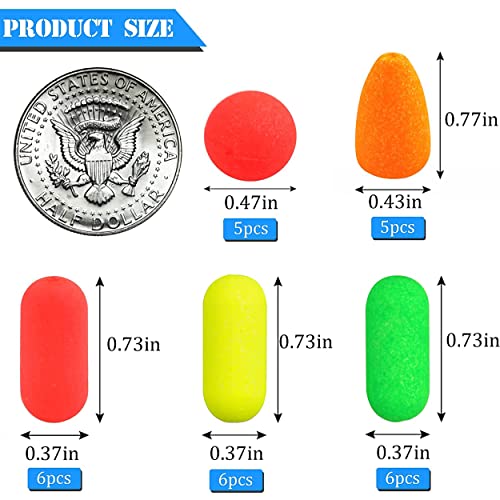 Fishing Foam Floats Beads Kit Pompano Fishing Rigs Floats Fishing Rig Making Kit for Surf Fishing Live Bait Rig Bottom Rig Spinner Making Float for Trout Catfish (75pcs/box) - Image 3
