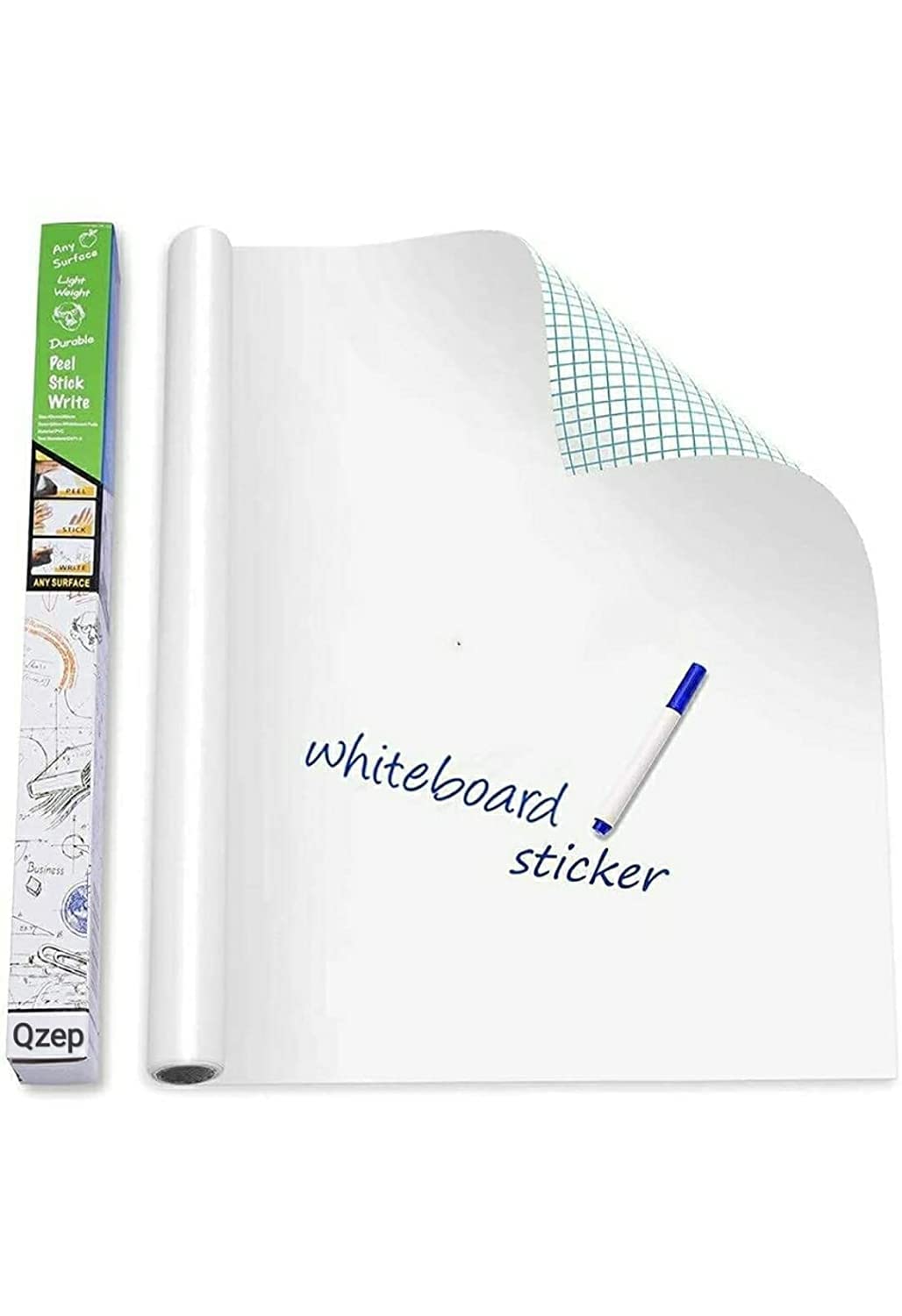 Hookcart™Self-Adhesive White Board Sticker Removable Whiteboard Sticker Wall Decal Vinyl Peel and Stick Paper for School, Office, Home, Kids Drawing with 1 Marker - White (45x200cm)-image-42