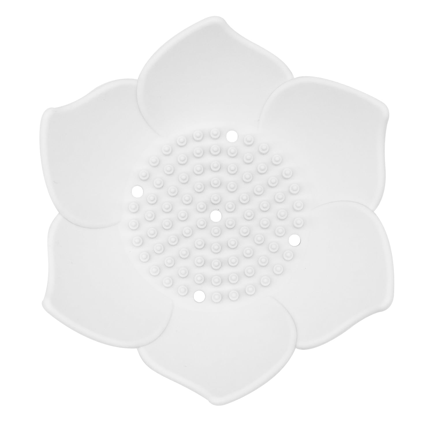 Dohia Soap Dishes with Draining Lotus Shower Steamer Tray Silicone Bathroom Soap Tray with Drain Non-Slip Soap Holder Floral Shaped Soap Saver D1-LHXZH (White)