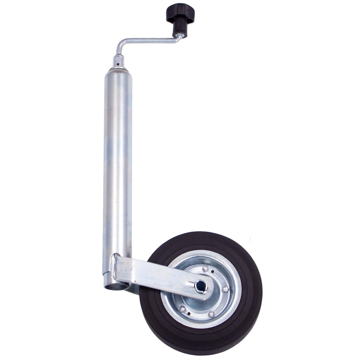 Generisch Rueda de apoyo, diámetro del tubo: 48 mm, carga de apoyo 150 kg, con rueda de goma maciza, rueda de 200 x 50 mm, llanta de acero, remolque, tractor, tractor, tractor, tubo de apoyo