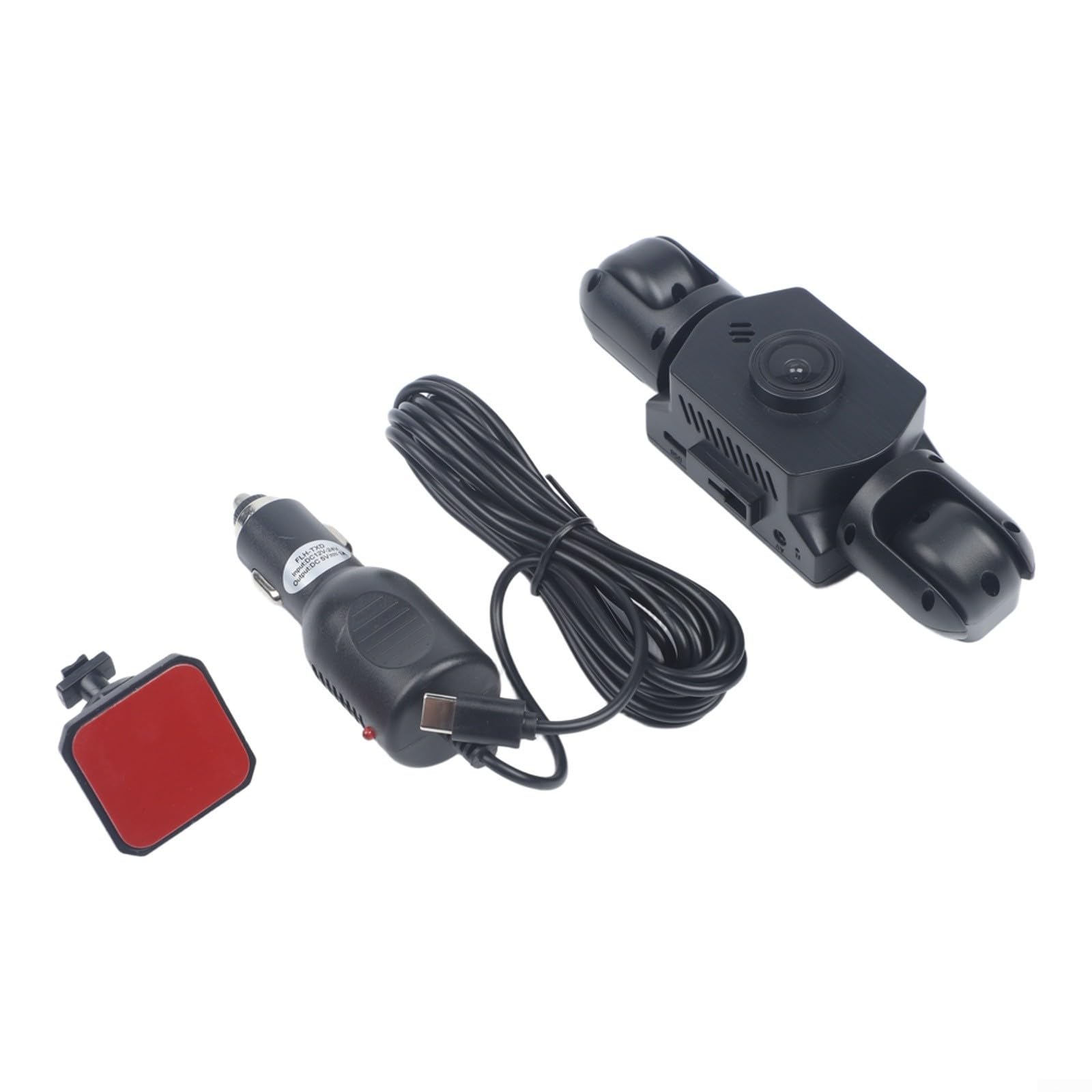 Sistema de vigilancia de coche de 360 grados con cámara frontal 4K UHD y cámaras traseras laterales 1080P para grabación envolvente continua (tres lentes)