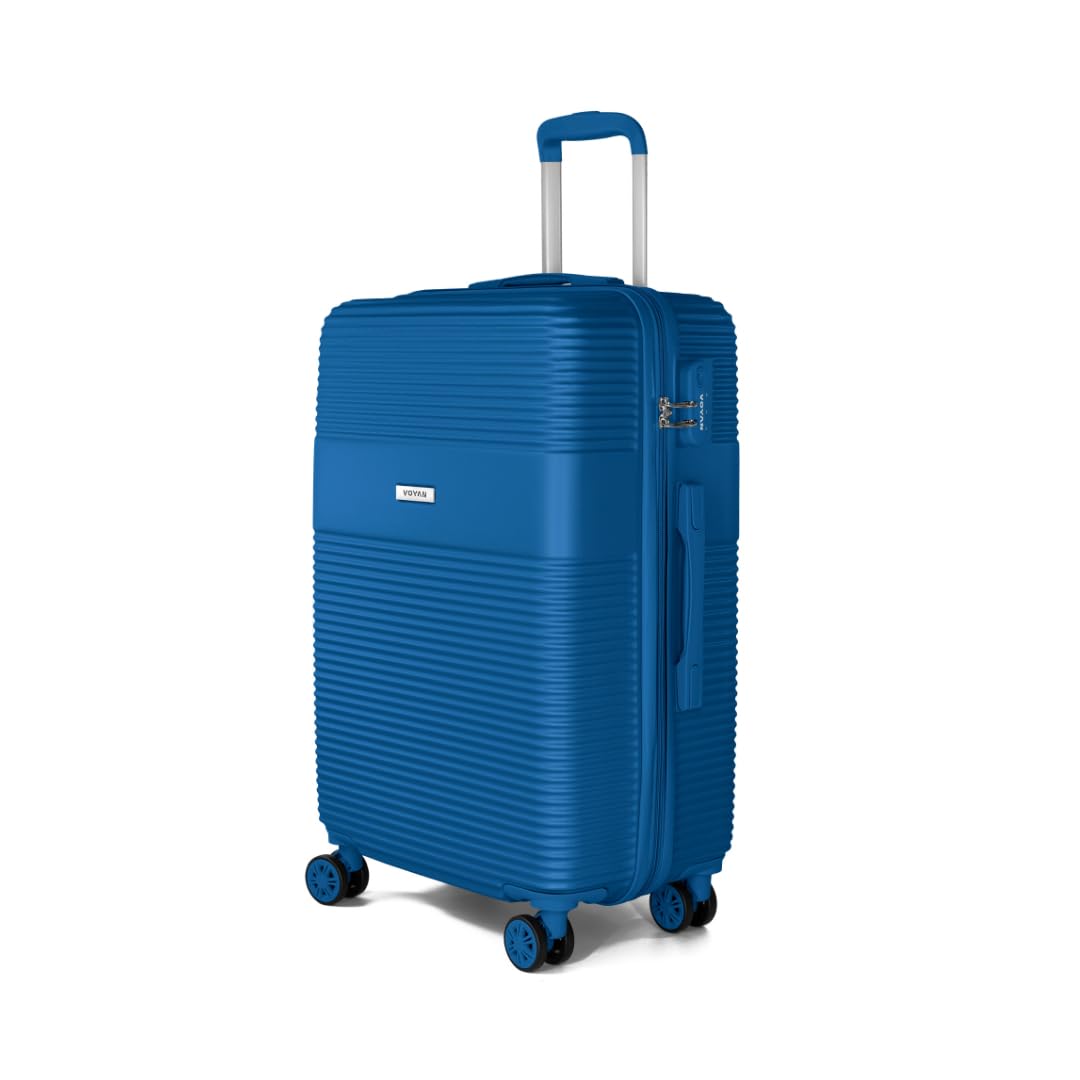 VOYAN Valigia da cabina 55 x 40 x 20 Bio, trolley rigido ABS leggero, con ruote doppie a 360°, guscio rigido leggero e serratura di sicurezza, bagaglio a mano per viaggi in aereo, blu, Mediano