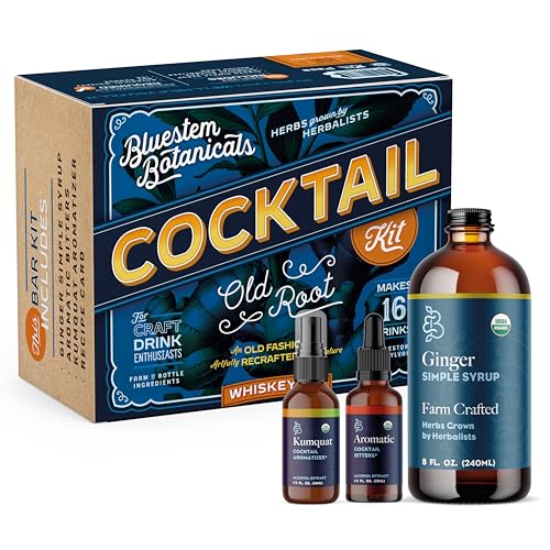 Bluestem Botanicals Old Root (Old Fashioned) Whiskey Mixer Gift Set for Craft Cocktails