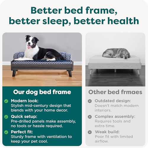 Image of Furhaven (Old Version) Elevated Dog Bed Frame for 44 inch x 35 inch XL Dog Beds, Easy Assembly - Mid-Century Modern Bed Frame - Gray Wash, Jumbo /XL