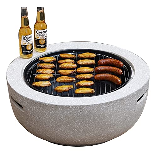 ZJFHEYUO Brasero de Exterior para jardín, brasero de leña, Mesa de Barbacoa, brasero de leña para Exterior con Protector antichispas y atizador, 60 cm
