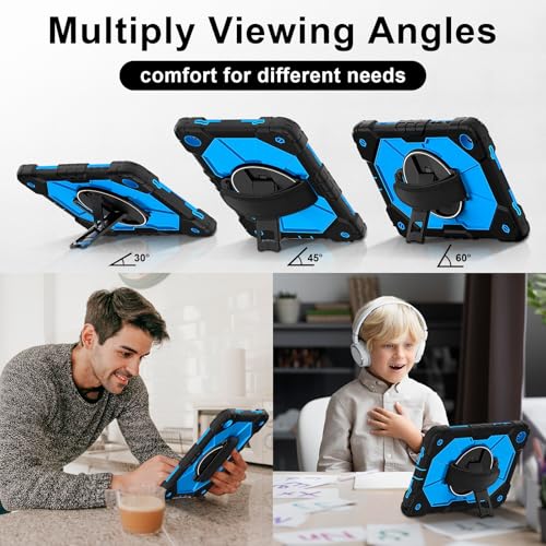 Coque Samsung Galaxy Tab A11 Plus antichoc noire et bleue avec béquille - 3