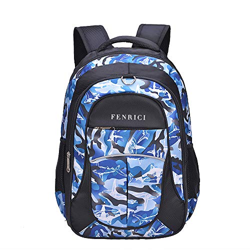 Shark Backpack for Boys, Girls, Kids by Fenrici, 18 inch Durable Book Bags