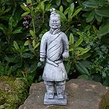 gartendekoparadies.de Massive Steinfiguren chinesischer Terrakotta Krieger aus Steinguss frostfest (Motiv I)