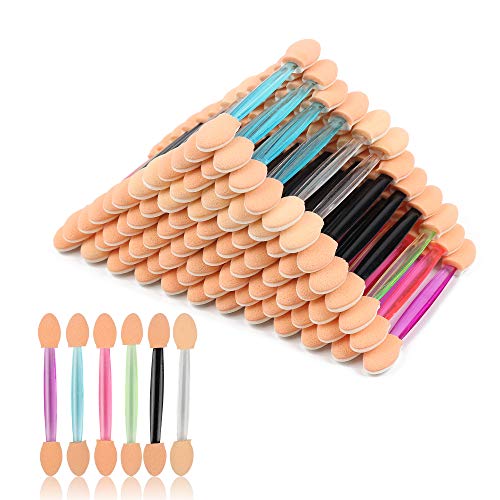 300PCS Disposable Dual Sides Eye Shadow Sponge Applicators, Makeup Brush, 6 Colors Eyeshadow