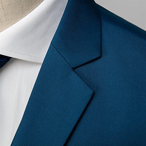 KAKAYO Ternos masculinos casuais de cor lisa masculinos dois botões Blazers Casaco calça (cor: azul