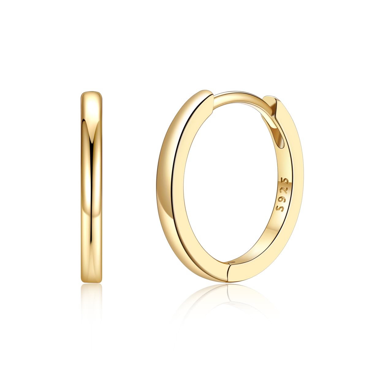 Silvora Pendientes Aros Plata 925 Mujer Huggie Hoop Earrings Finos Oreja | Material Hipoalergénico Plata de Primera Ley Aretes Planos 6/8/10/12/14/16/18/20mm Joyería Delicada Uso Apilable