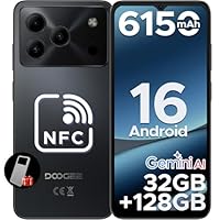 DOOGEE NOTE 56 PRO Mobile Phones, Newest Android 16 With Gemimi AI, 32GB+128GB/2TB, 6150mAh& 6.56HD+90Hz Display, 4G Dual SIM Unlocked Mobile Phone, 8.45mm Ultra-Slim, Face ID, 5G WiFi, GPS,NFC-Black