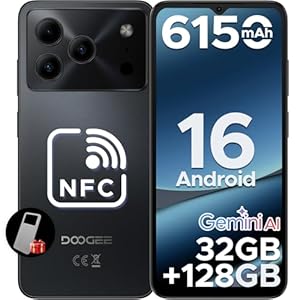 DOOGEE NOTE 56 PRO Mobile Phones, Newest Android 16 With Gemimi AI, 32GB+128GB/2TB, 6150mAh& 6.56"HD+90Hz Display, 4G Dual SIM Unlocked Mobile Phone, 8.45mm Ultra-Slim, Face ID, 5G WiFi, GPS,NFC-Black