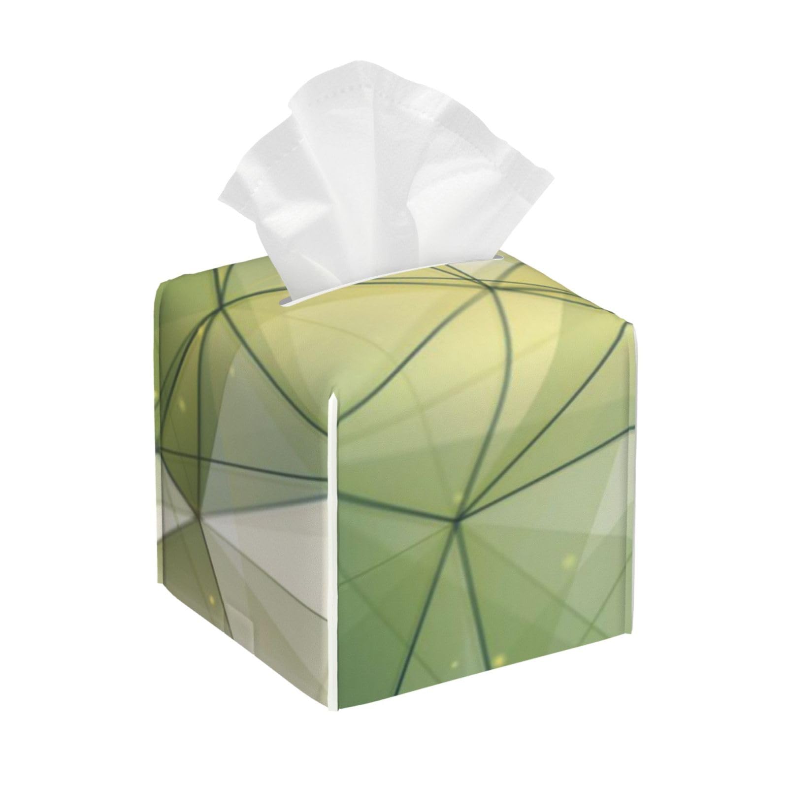 Abstract Geometric Background Dark Green Triangles and Lines PVC Cube Tissue Pack for Home Office Bathroom Use