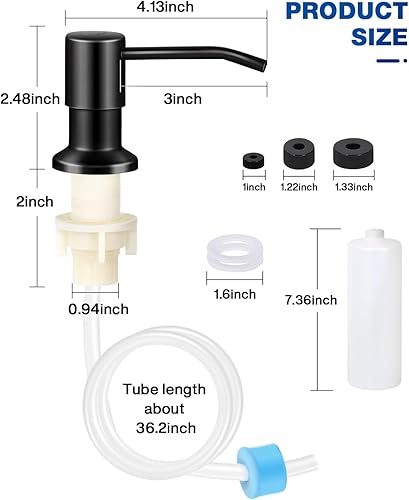 Miniatura 6 de Dispensador de jabón para fregadero de cocina, bomba dispensadora de jabón de acero inoxidable para encimera con kit de tubo de extensión de 40