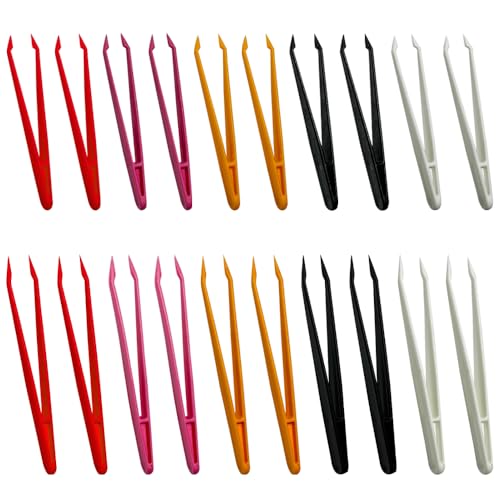 TRKETK 20 Piezas Pinzas de Plástico Coloridas para Niños Pinza de Precisión de Plástico Multifuncional de Pinzas Antiestáticas Para Manualidades Hogar Escuela Bricolaje Fusible