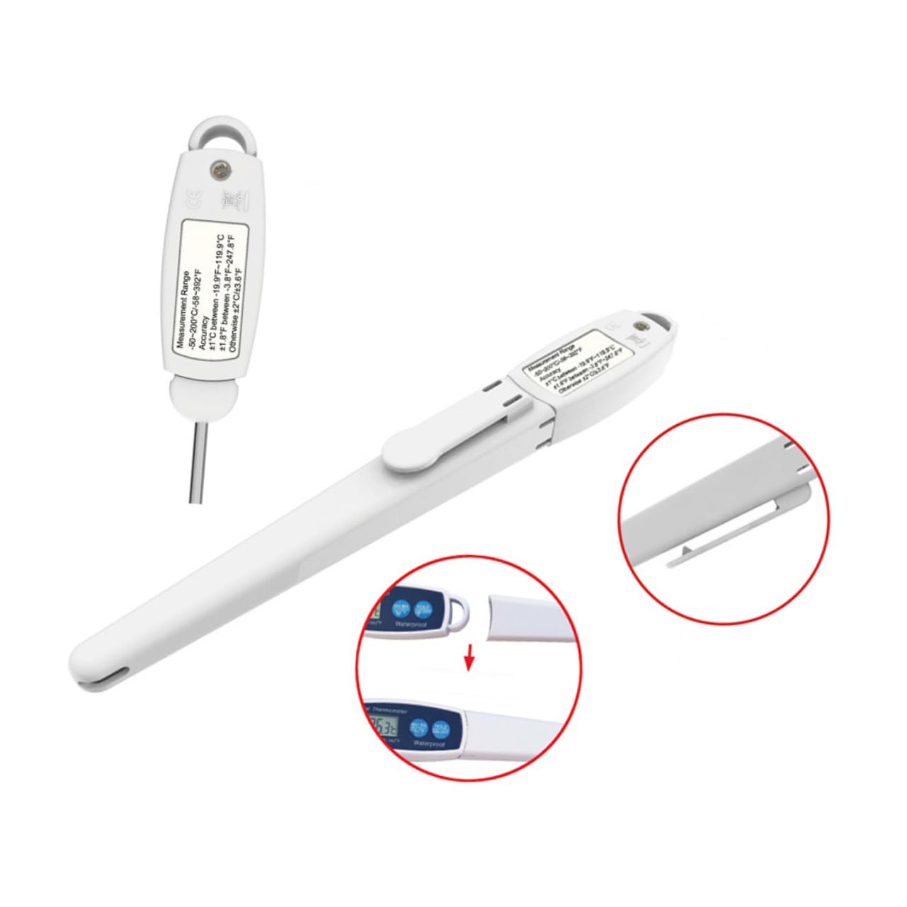 TOPBATHY 3 Piezas Termómetro Digital de Comida Multifuncional con Inoxidable Preciso y Resistente para Cocina Barbacoa y Horneado Uso Doméstico Incluye Funda
