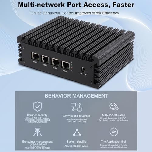 Image of Mini PC Router Firewall Intel N100 up to 3.4GHz, K100L4 8G DDR5 RAM 64G SSD Micro Firewall Appliance Computer Router with 4x2.5GbE I226-V LAN, Support AES-NI