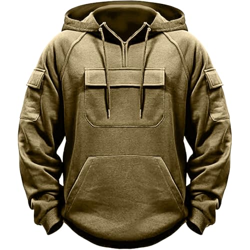 Ymosrh Men's Casual Outdoor Workout Hoodies Pullover Long Sleeve Cargo Hooded Sweatshirts with Pockets, S-3XL4