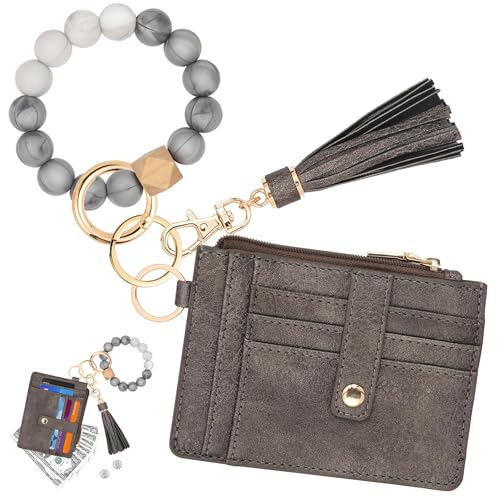 Image of KNGITRYI Wristlet Wallet for Women,RFID Keychain Wallet with Beaded Strap