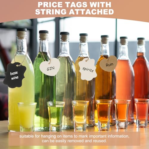 PATIKIL 500 etiquetas de preço marrons com barbante anexado, 6 x 6 cm ondulado redondo papel pendura