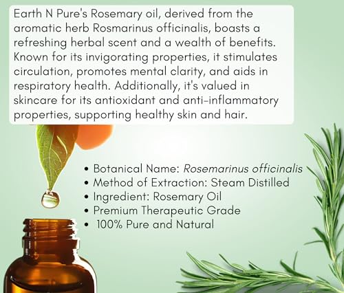 Image of Earth N Pure Rosemary & Tea Tree Essential Oils | Pack Of 2 (15 ml each) | 100% Pure, Undiluted, Natural And Therapeutic Grade - Perfect for Aromatherapy, Skin Therapy & More