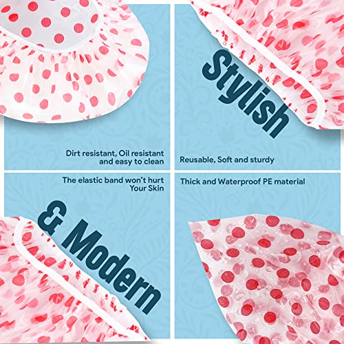 Nimxy Pack of 4 Shower Cap, Reusable Shower Caps For Women & Men - Waterproof with Elastic Band & Soft Lining (Dotted) - Image 4