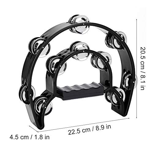 Tambourines for adults Metal Half Moon Hand Tambourine Jingles Musical Instruments for Musicians Bands Party, Wedding (Black) - Image 3