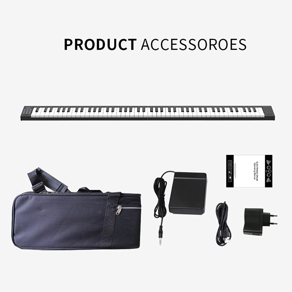 Domary Pianoforte Portatile con Tastiera Pieghevole a 88 Tasti con Display LCD Connettività Midi USB Altoparlanti Incorporati Batteria Ricaricabile per Principianti