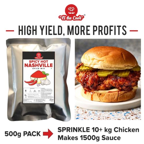 Image of EL The Cook Hot Nashville Spice Mix & Seasoning 500g | Make instant Nashville Hot sauce | For Fries, Pasta, Burgers, fried Chicken | Veg, FSSAI
