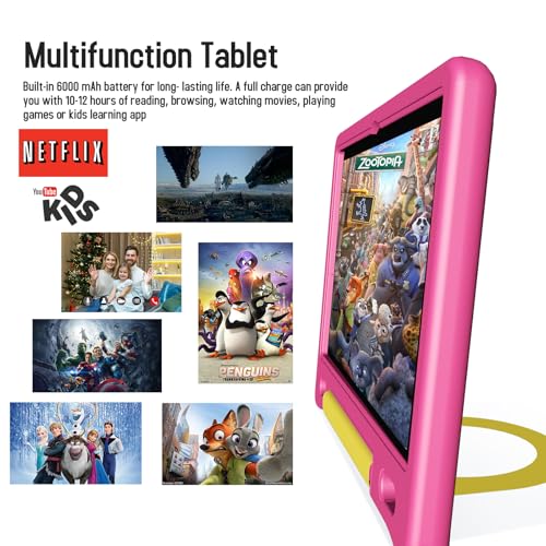 Image of ITDULCET Kids Tablet with Strap, Android 14 Tablet for Kids 10 inch, Toddler Tablets Octa-Core 64GB 1TB Expandable, Children's Tablets with Case, Bluetooth WiFi Parental Control Dual