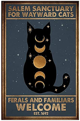 Jimxjon Salem Sanctuary For Wayward Cats Ferals And Familiars Cat Tin Sign Iron Painting Wall Poster Gifts Novelty Metal Signs Christmas Halloween 8X12 Inch #TOP1