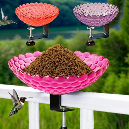Bain d'oiseaux en métal monté sur le pont pour l'extérieur, bol amovible avec pince en acier réglable, facile à installer pour extérieur, balustrade, balcon, clôture, cour, jardin, terrasse, pelouse