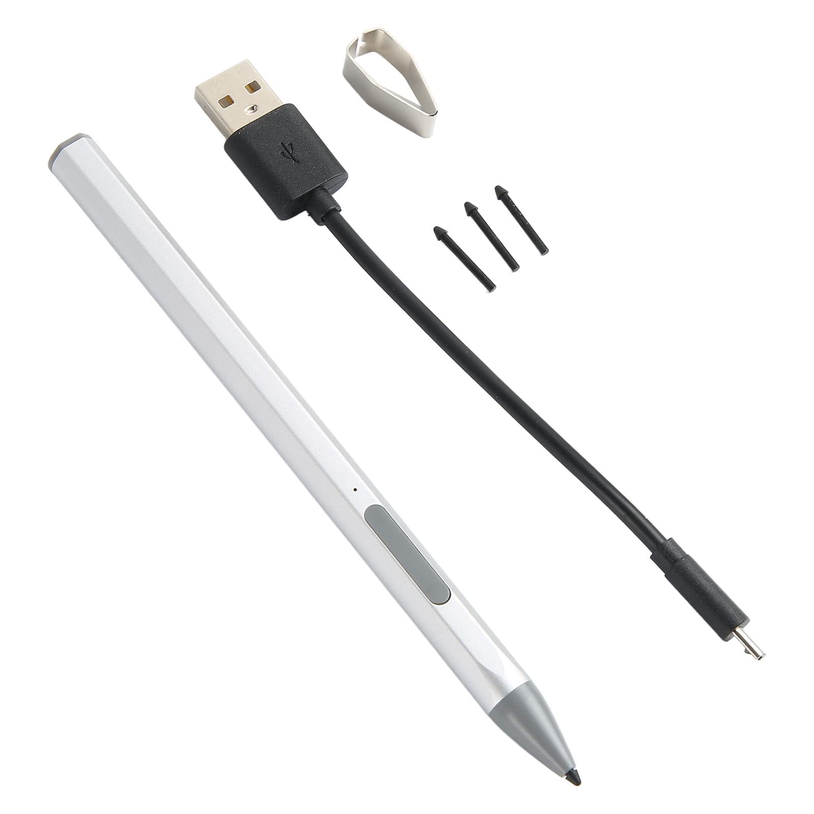 Penna Stilo per Tablet Precision Touch per Pro X 7 6 5 4 3 Laptop e Studio Design in Lega di Alluminio (Argento)