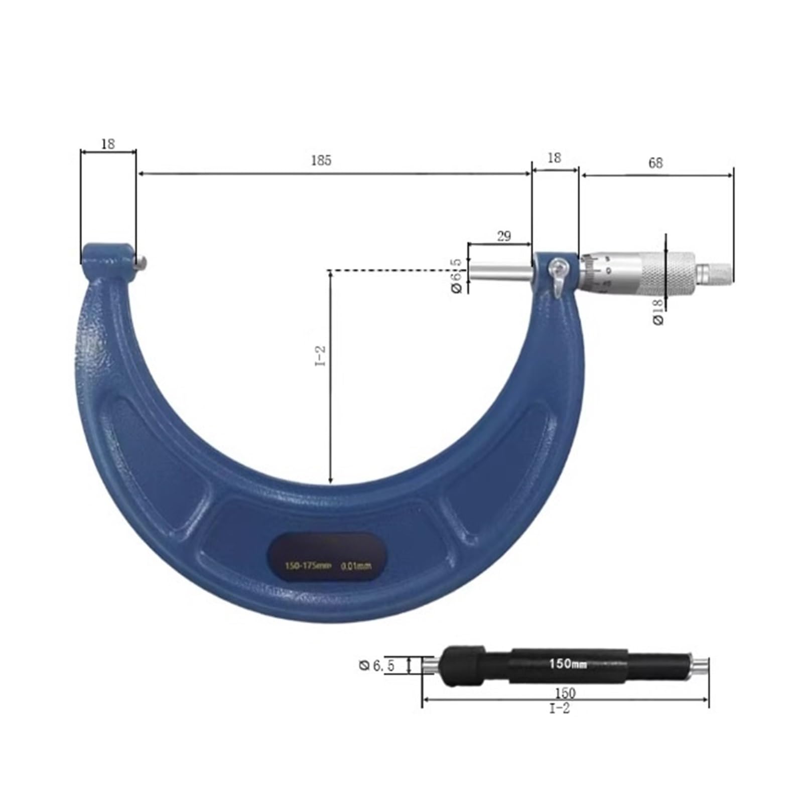Micrómetro exterior mecánico Micrómetro Vernier de 150-175 mm con precisión de 0,01 mm