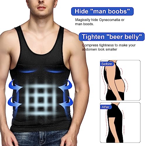 Odoland 5 Pack Men's Compression Shirt Short Sleeve Vest Set, Body Shaper Shapewear Tank Top Base Layer for Sport2
